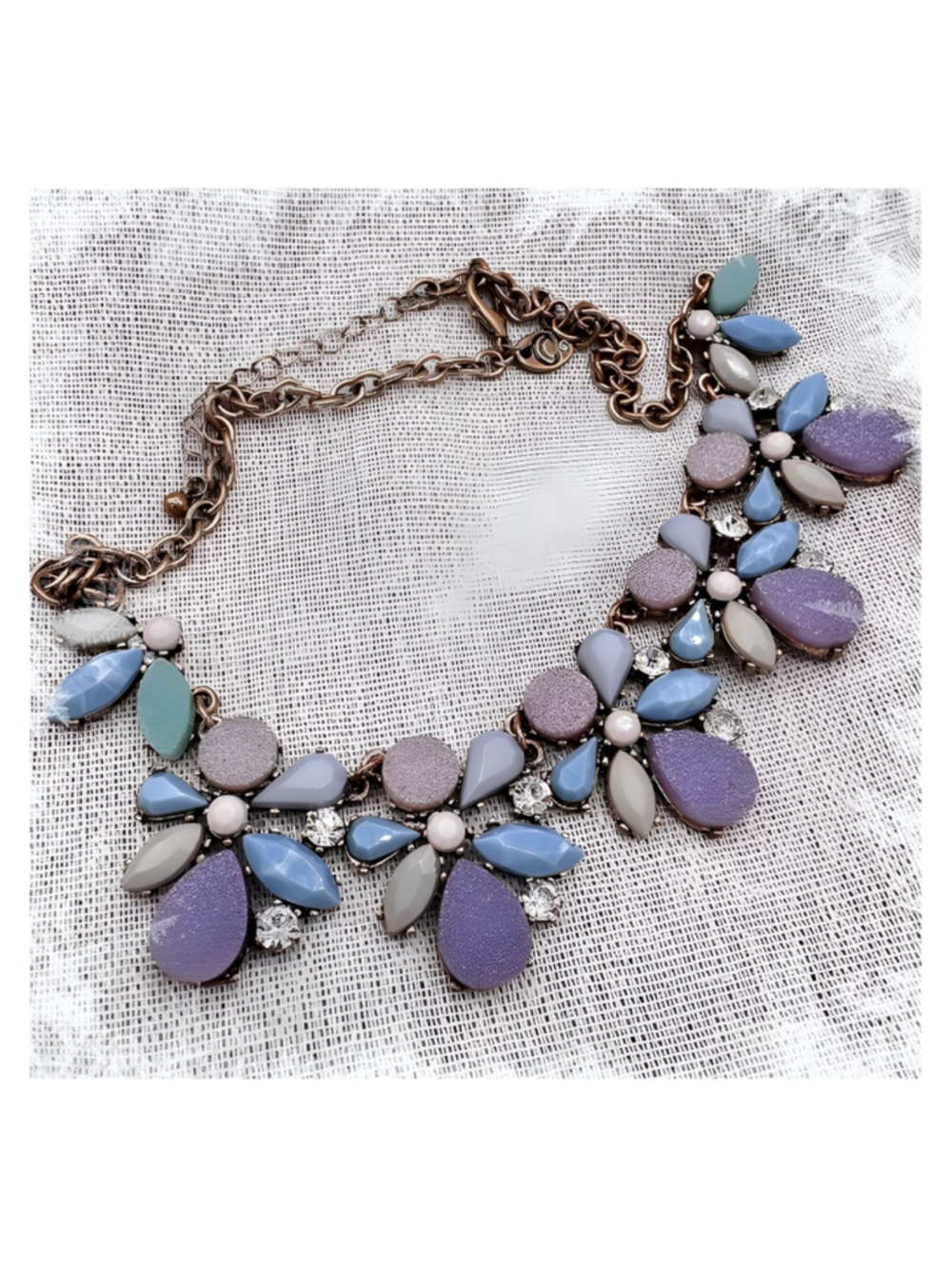 J Crew Statement Necklace. Charming Pastel Colors and Texture Stones 16”,2”